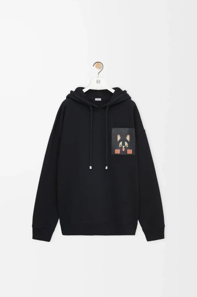 Relaxed fit hoodie in cotton Black Relaxed fit hoodie in cotton Black