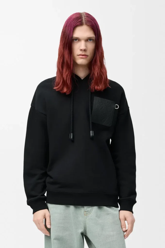 Relaxed fit hoodie in cotton Black Relaxed fit hoodie in cotton Black