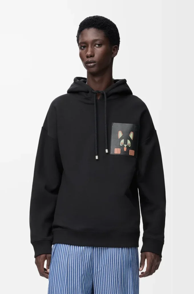 Relaxed fit hoodie in cotton Black Relaxed fit hoodie in cotton Black