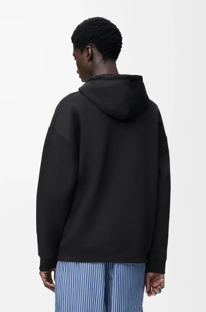 Relaxed fit hoodie in cotton Black Relaxed fit hoodie in cotton Black