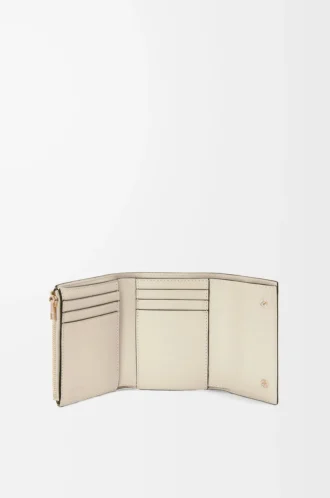 Repeat small vertical wallet in embossed silk calfskin Light Oat