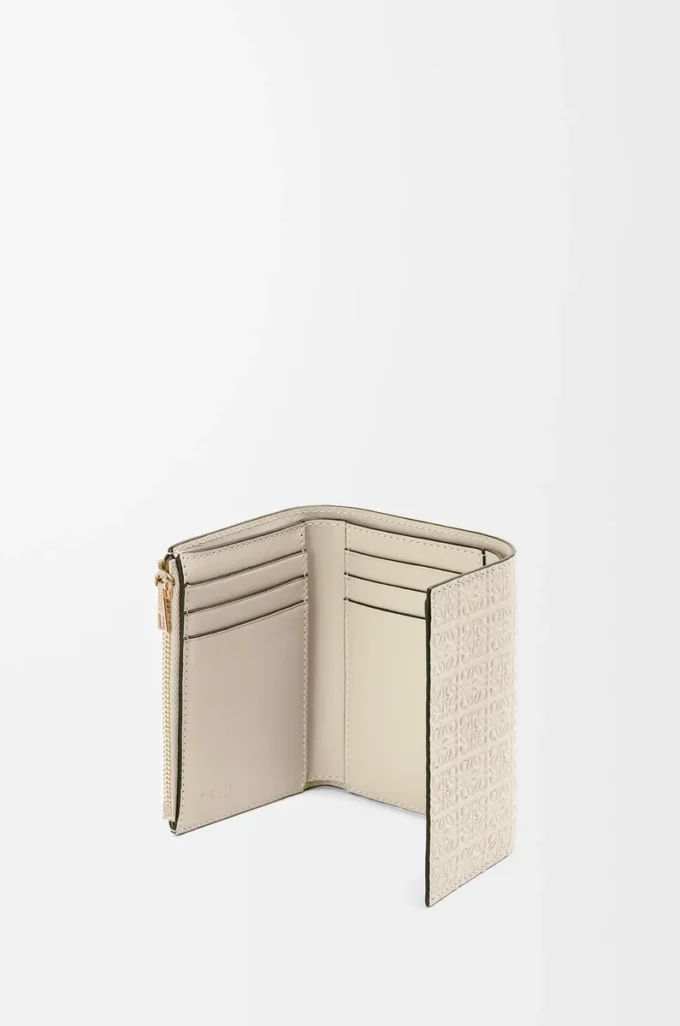 Repeat small vertical wallet in embossed silk calfskin Light Oat Repeat small vertical wallet in embossed silk calfskin Light Oat