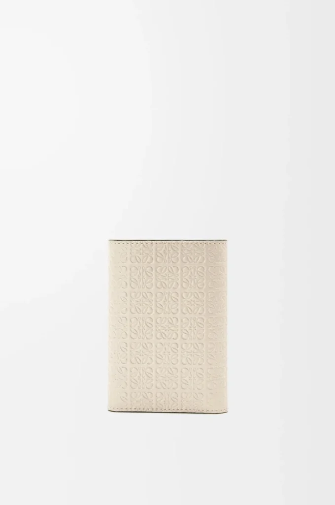 Repeat small vertical wallet in embossed silk calfskin Light Oat Repeat small vertical wallet in embossed silk calfskin Light Oat