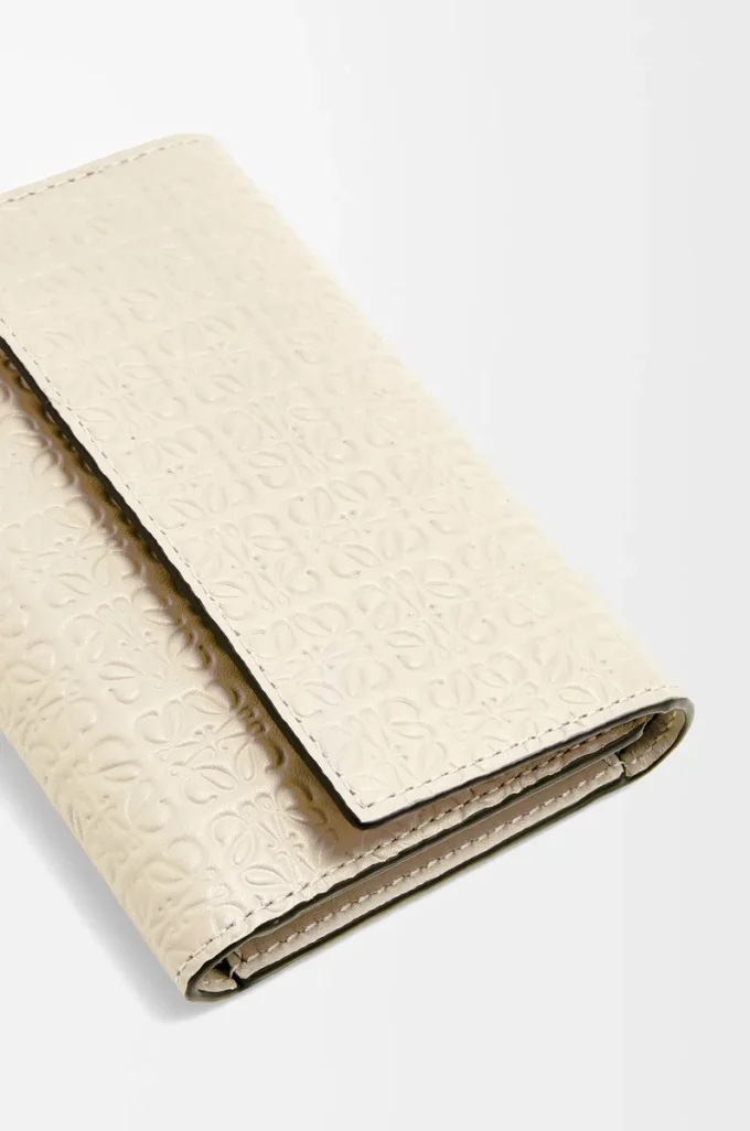 Repeat small vertical wallet in embossed silk calfskin Light Oat Repeat small vertical wallet in embossed silk calfskin Light Oat