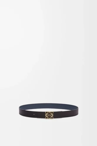 Reversible Anagram belt in smooth calfskin Black/Ocean/Gold