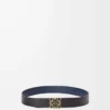 Reversible Anagram belt in smooth calfskin Black/Ocean/Gold Reversible Anagram belt in smooth calfskin Black/Ocean/Gold