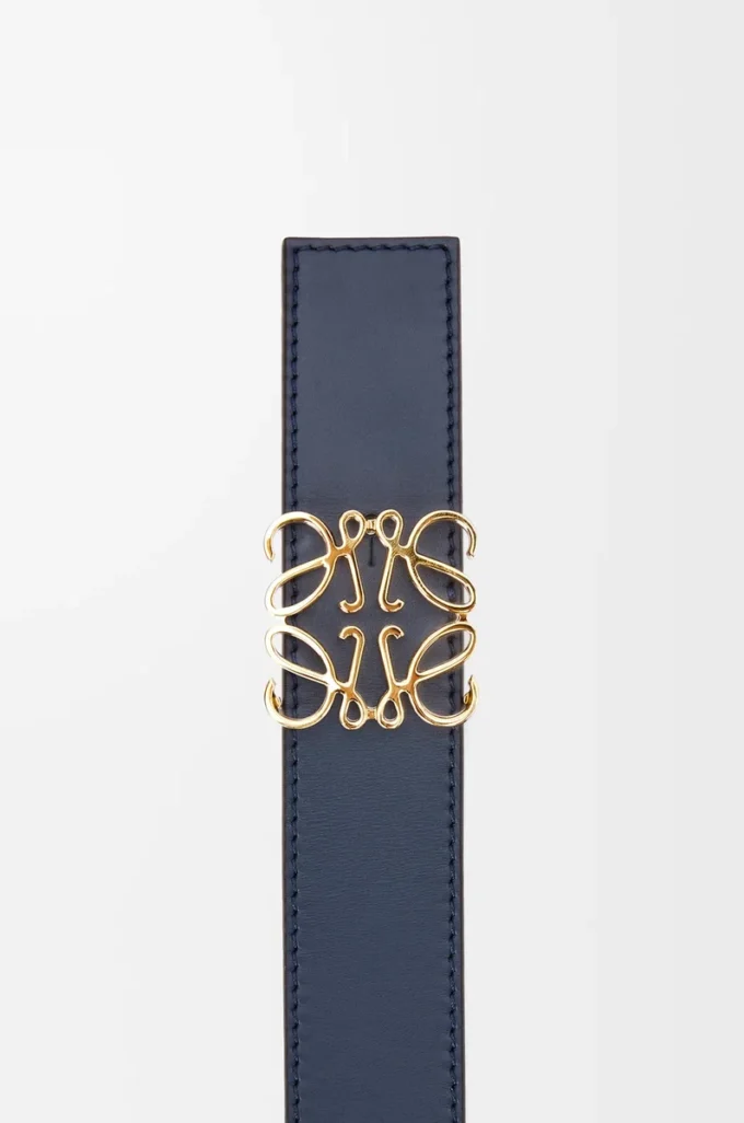 Reversible Anagram belt in smooth calfskin Black/Ocean/Gold Reversible Anagram belt in smooth calfskin Black/Ocean/Gold