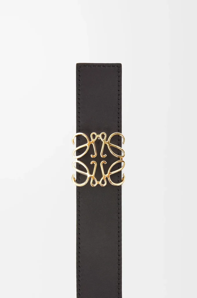 Reversible Anagram belt in smooth calfskin Black/Ocean/Gold Reversible Anagram belt in smooth calfskin Black/Ocean/Gold