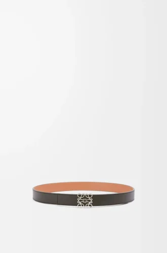 Reversible Anagram belt in smooth calfskin Black/Tan/Palladium