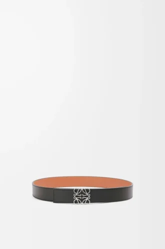 Reversible Anagram belt in smooth calfskin Black/Tan/Palladium