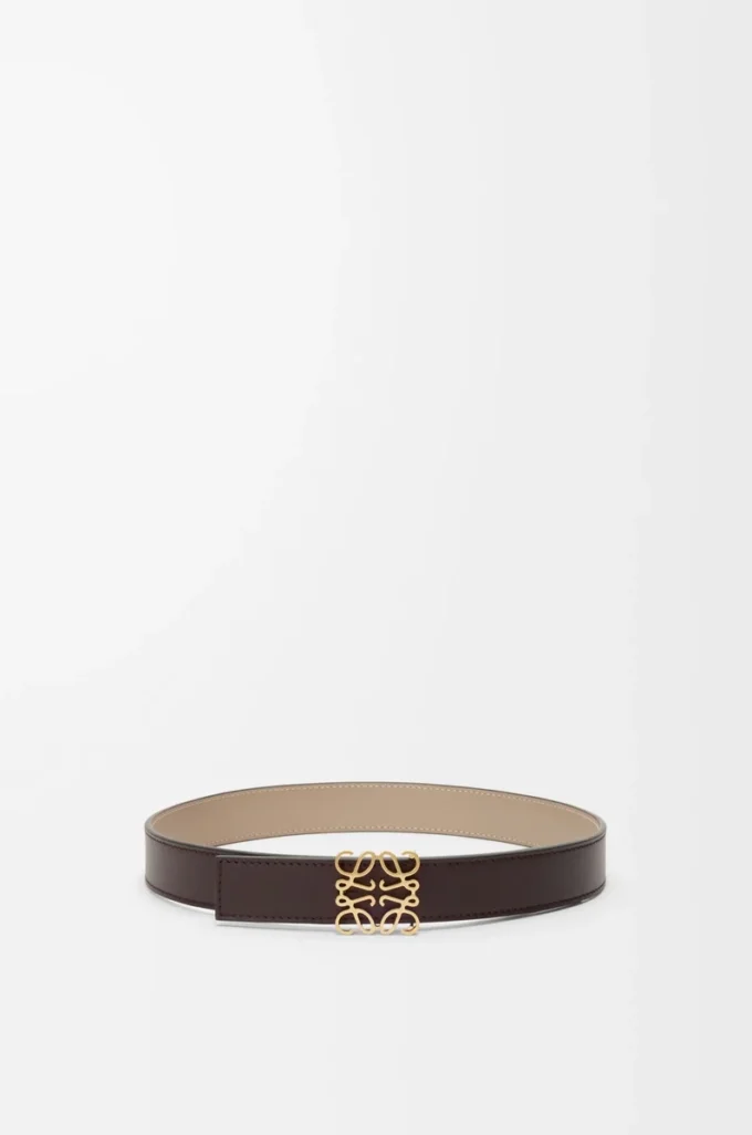 Reversible Anagram belt in smooth calfskin Dark Chestnut/Clay Reversible Anagram belt in smooth calfskin Dark Chestnut/Clay