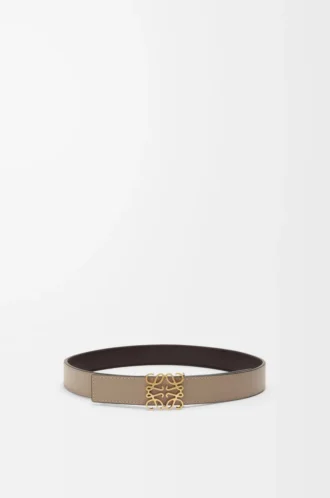 Reversible Anagram belt in smooth calfskin Dark Chestnut/Clay