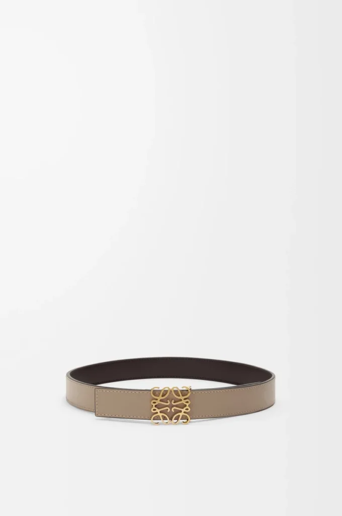 Reversible Anagram belt in smooth calfskin Dark Chestnut/Clay Reversible Anagram belt in smooth calfskin Dark Chestnut/Clay