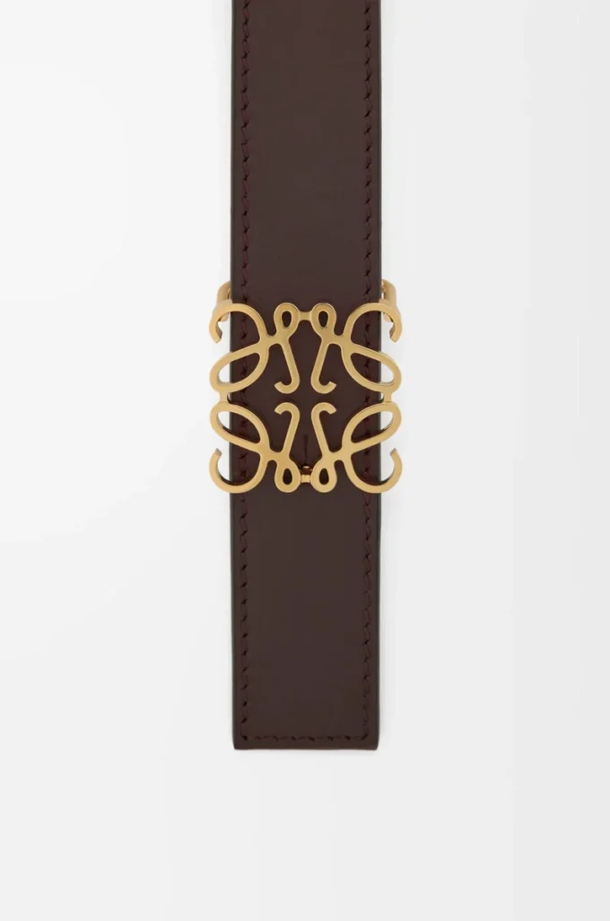 Reversible Anagram belt in smooth calfskin Dark Chestnut/Clay Reversible Anagram belt in smooth calfskin Dark Chestnut/Clay