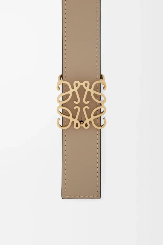 Reversible Anagram belt in smooth calfskin Dark Chestnut/Clay Reversible Anagram belt in smooth calfskin Dark Chestnut/Clay