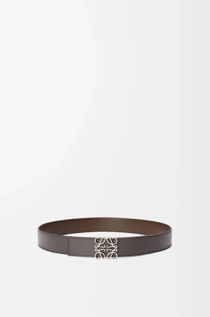 Reversible Anagram belt in smooth calfskin Dark Grey/Dark Cigar/Palladium Reversible Anagram belt in smooth calfskin Dark Grey/Dark Cigar/Palladium