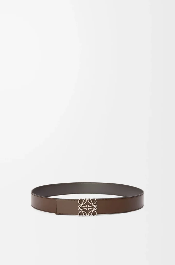 Reversible Anagram belt in smooth calfskin Dark Grey/Dark Cigar/Palladium Reversible Anagram belt in smooth calfskin Dark Grey/Dark Cigar/Palladium
