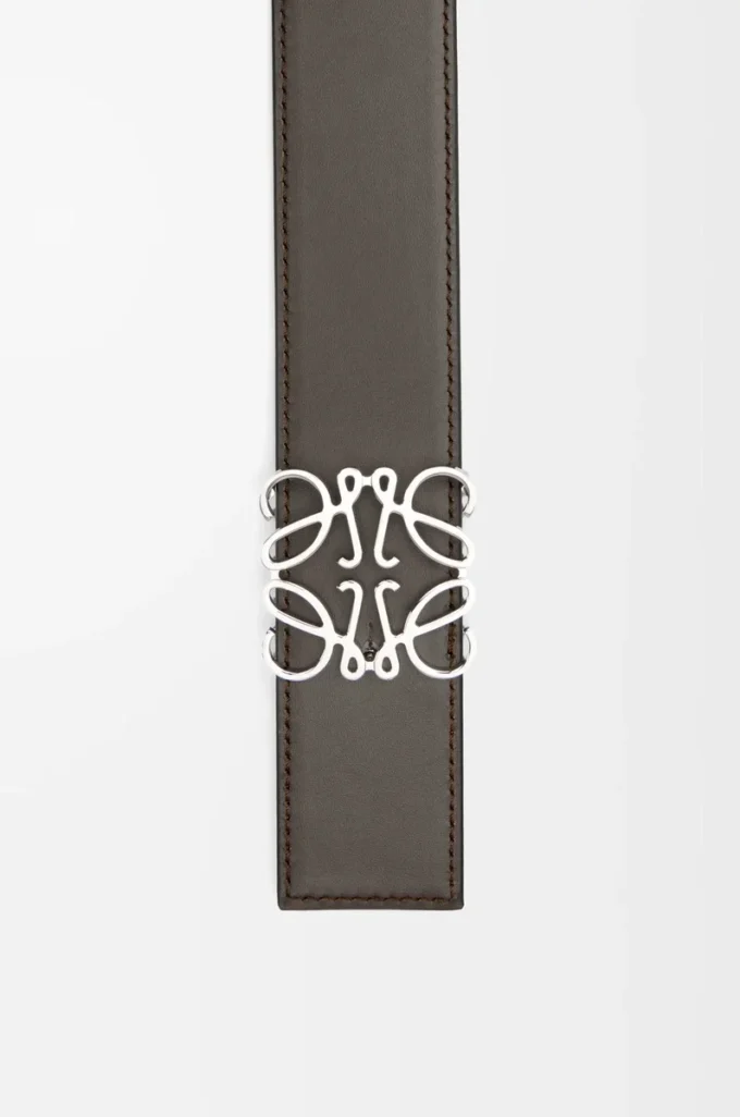 Reversible Anagram belt in smooth calfskin Dark Grey/Dark Cigar/Palladium Reversible Anagram belt in smooth calfskin Dark Grey/Dark Cigar/Palladium