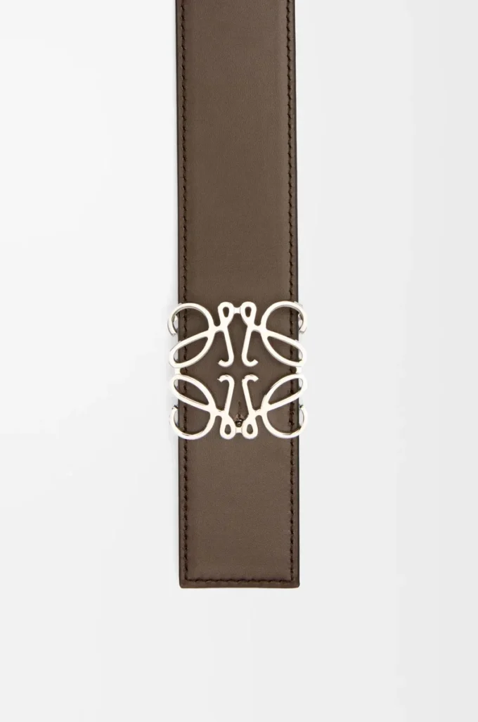Reversible Anagram belt in smooth calfskin Dark Grey/Dark Cigar/Palladium Reversible Anagram belt in smooth calfskin Dark Grey/Dark Cigar/Palladium