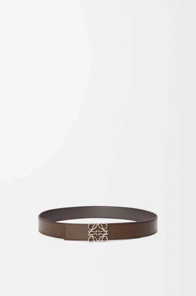 Reversible Anagram belt in smooth calfskin Dark Grey/Dark Cigar/Palladium Reversible Anagram belt in smooth calfskin Dark Grey/Dark Cigar/Palladium