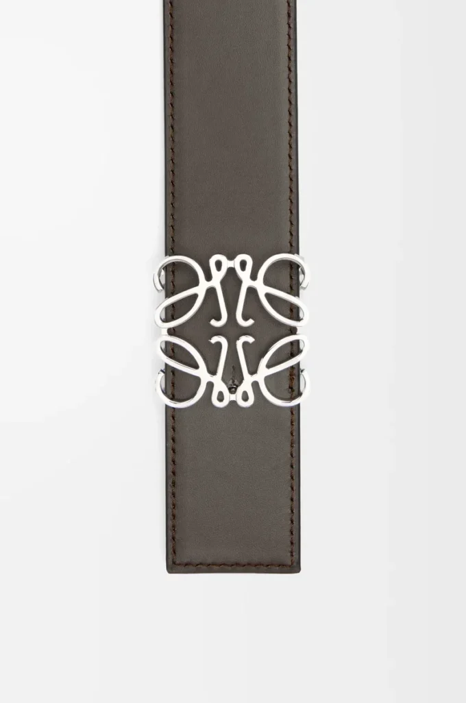 Reversible Anagram belt in smooth calfskin Dark Grey/Dark Cigar/Palladium Reversible Anagram belt in smooth calfskin Dark Grey/Dark Cigar/Palladium