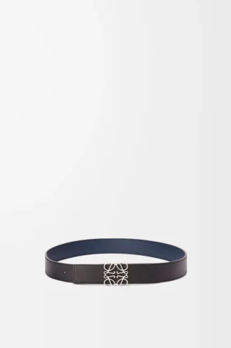 Reversible Anagram belt in smooth calfskin Ocean/Black/Palladium