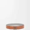 Reversible Anagram belt in smooth calfskin Tan/Asphalt Grey/Pewter Reversible Anagram belt in smooth calfskin Tan/Asphalt Grey/Pewter