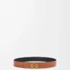 Reversible Anagram belt in smooth calfskin Tan/Black/Gold Reversible Anagram belt in smooth calfskin Tan/Black/Gold