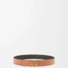 Reversible Anagram belt in smooth calfskin Tan/Black/Gold Reversible Anagram belt in smooth calfskin Tan/Black/Gold