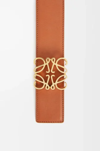 Reversible Anagram belt in smooth calfskin Tan/Black/Gold