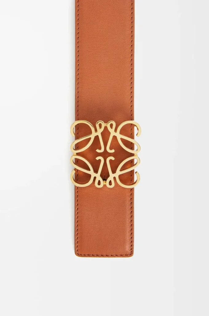 Reversible Anagram belt in smooth calfskin Tan/Black/Gold Reversible Anagram belt in smooth calfskin Tan/Black/Gold