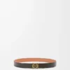 Reversible Anagram belt in smooth calfskin Tan/Black/Gold Reversible Anagram belt in smooth calfskin Tan/Black/Gold
