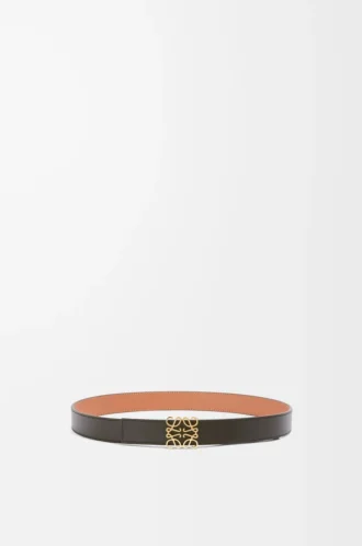 Reversible Anagram belt in smooth calfskin Tan/Black/Gold