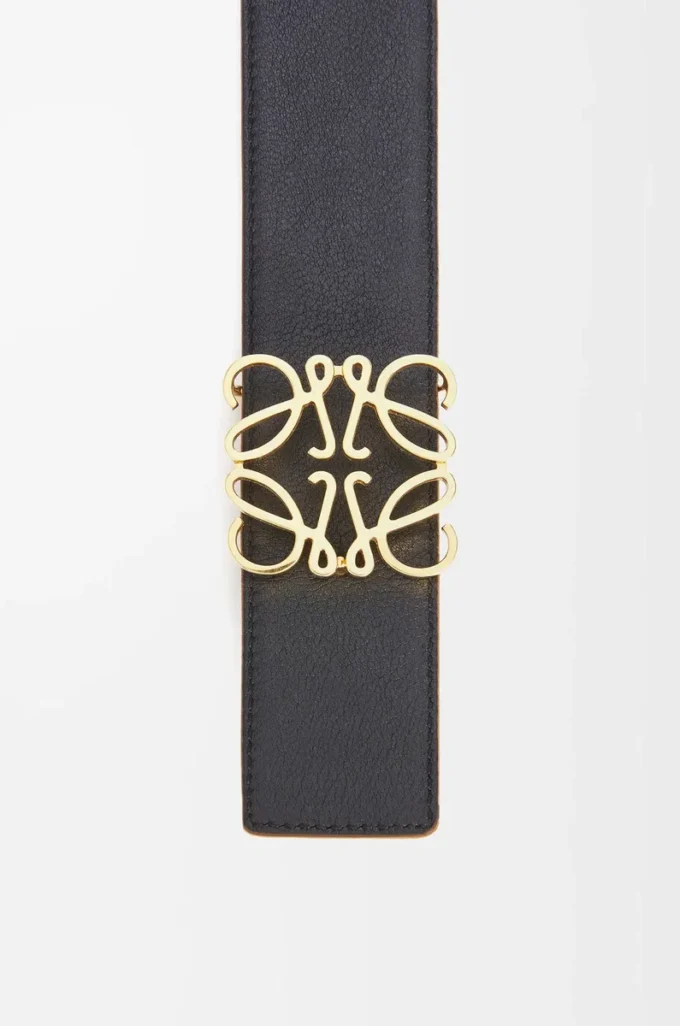 Reversible Anagram belt in smooth calfskin Tan/Black/Gold Reversible Anagram belt in smooth calfskin Tan/Black/Gold
