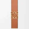 Reversible Anagram belt in smooth calfskin Tan/Black/Gold Reversible Anagram belt in smooth calfskin Tan/Black/Gold