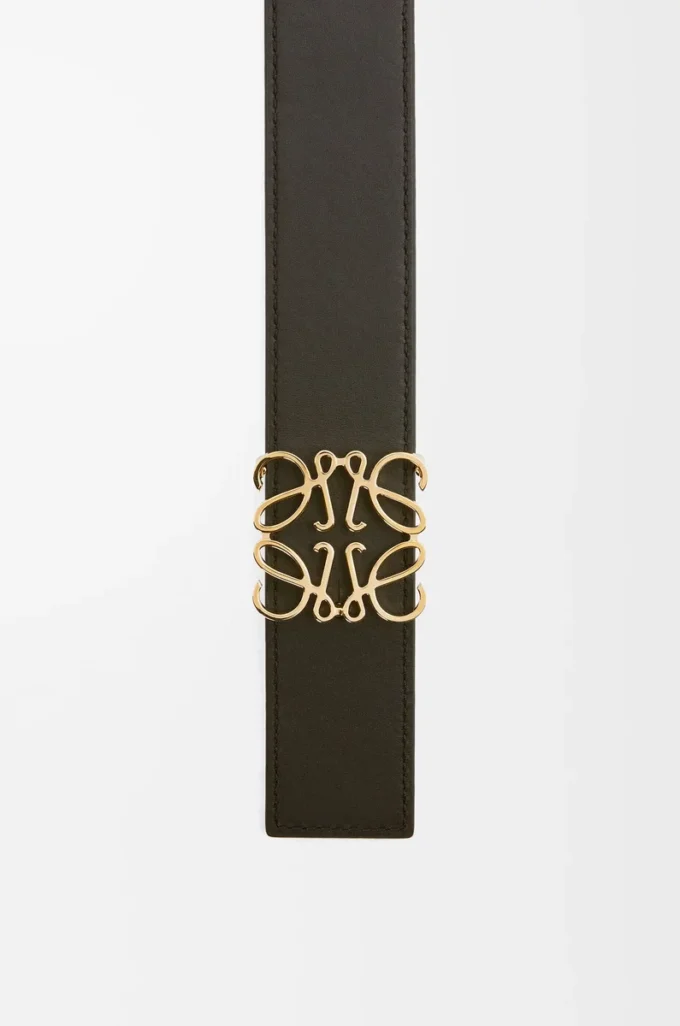 Reversible Anagram belt in smooth calfskin Tan/Black/Gold Reversible Anagram belt in smooth calfskin Tan/Black/Gold