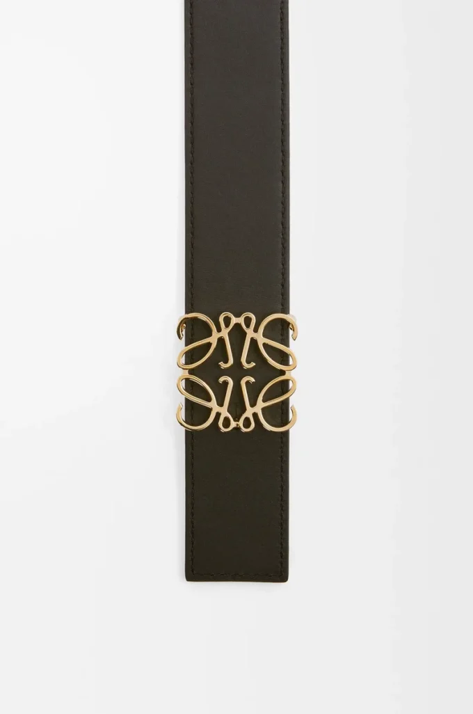 Reversible Anagram belt in smooth calfskin Tan/Black/Gold Reversible Anagram belt in smooth calfskin Tan/Black/Gold