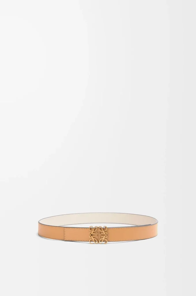 Reversible Anagram belt in smooth calfskin Warm Desert/Light Oat/Bronze Reversible Anagram belt in smooth calfskin Warm Desert/Light Oat/Bronze