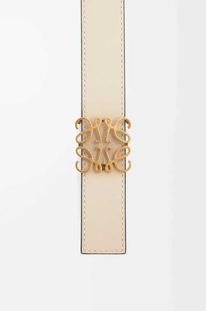 Reversible Anagram belt in smooth calfskin Warm Desert/Light Oat/Bronze Reversible Anagram belt in smooth calfskin Warm Desert/Light Oat/Bronze