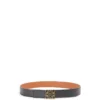 Reversible Anagram belt in soft grained calfskin and smooth calfskin Tan/Black/Old Gold Reversible Anagram belt in soft grained calfskin and smooth calfskin Tan/Black/Old Gold