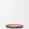 Reversible Anagram belt in soft grained calfskin and smooth calfskin Tan/Black/Old Gold Reversible Anagram belt in soft grained calfskin and smooth calfskin Tan/Black/Old Gold
