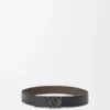Reversible Anagram belt in soft grained calfskin and smooth calfskin Tundra/Black/Pewter Reversible Anagram belt in soft grained calfskin and smooth calfskin Tundra/Black/Pewter