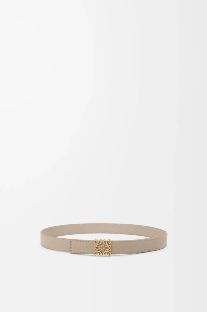 Reversible Anagram belt in supple grained calfskin Clay/Gold Reversible Anagram belt in supple grained calfskin Clay/Gold
