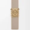 Reversible Anagram belt in supple grained calfskin Clay/Gold Reversible Anagram belt in supple grained calfskin Clay/Gold