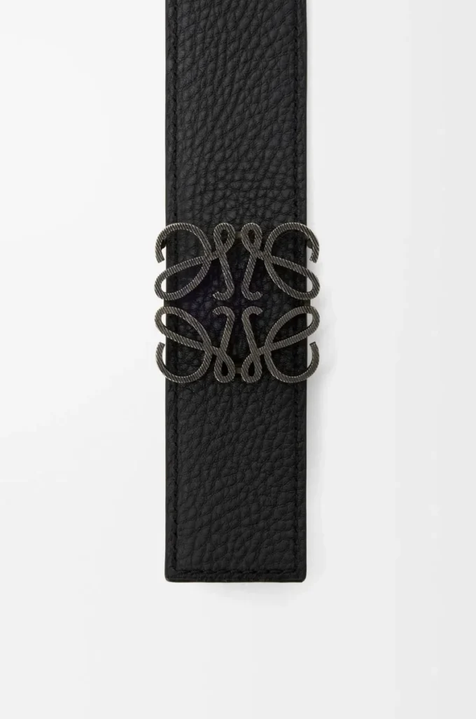 Reversible Anagram belt in supple grained calfskin Dark Khaki/Black/Dark Pal Reversible Anagram belt in supple grained calfskin Dark Khaki/Black/Dark Pal