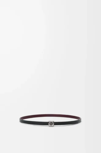 Reversible Anagram Bombé belt in smooth calfskin Black/Burgundy