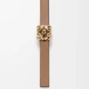 Reversible Anagram Bombé belt in smooth calfskin Mocha/Slate Reversible Anagram Bombé belt in smooth calfskin Mocha/Slate