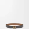Reversible Anagram Bombé belt in smooth calfskin Mocha/Slate Reversible Anagram Bombé belt in smooth calfskin Mocha/Slate