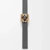 Reversible Anagram Bombé belt in smooth calfskin Mocha/Slate Reversible Anagram Bombé belt in smooth calfskin Mocha/Slate