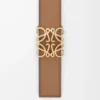 Reversible Anagram Bombé belt in smooth calfskin Mocha/Slate Reversible Anagram Bombé belt in smooth calfskin Mocha/Slate